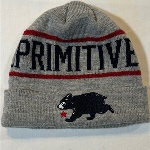 Primitive Kids Gray Beanie with Bear Design